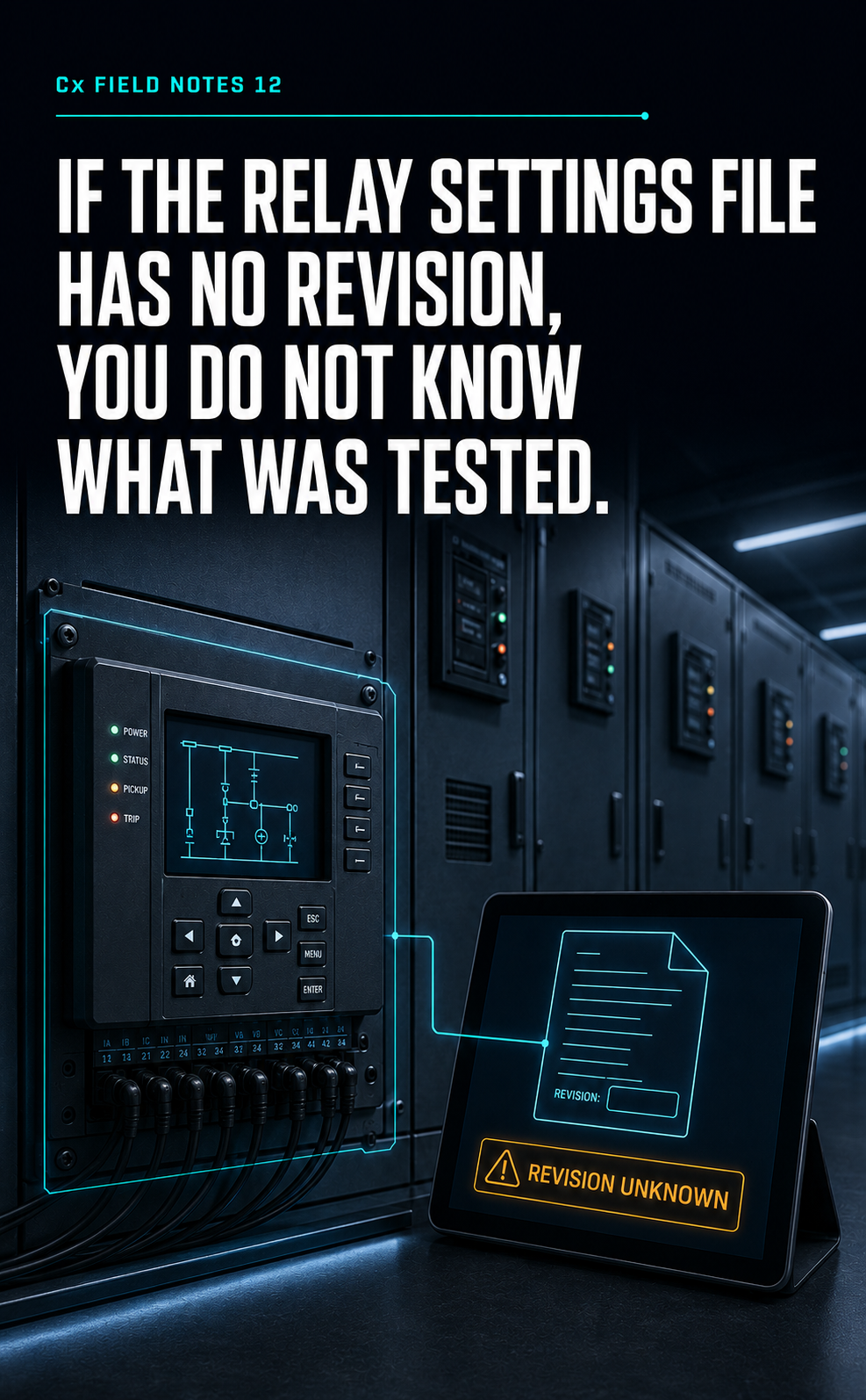 Concept illustration for If the Relay Settings File Has No Revision, You Do Not Know What Was Tested